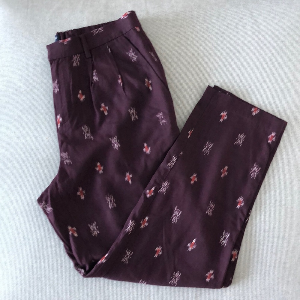 Madewell Burgundy Ikat Delancey Trousers